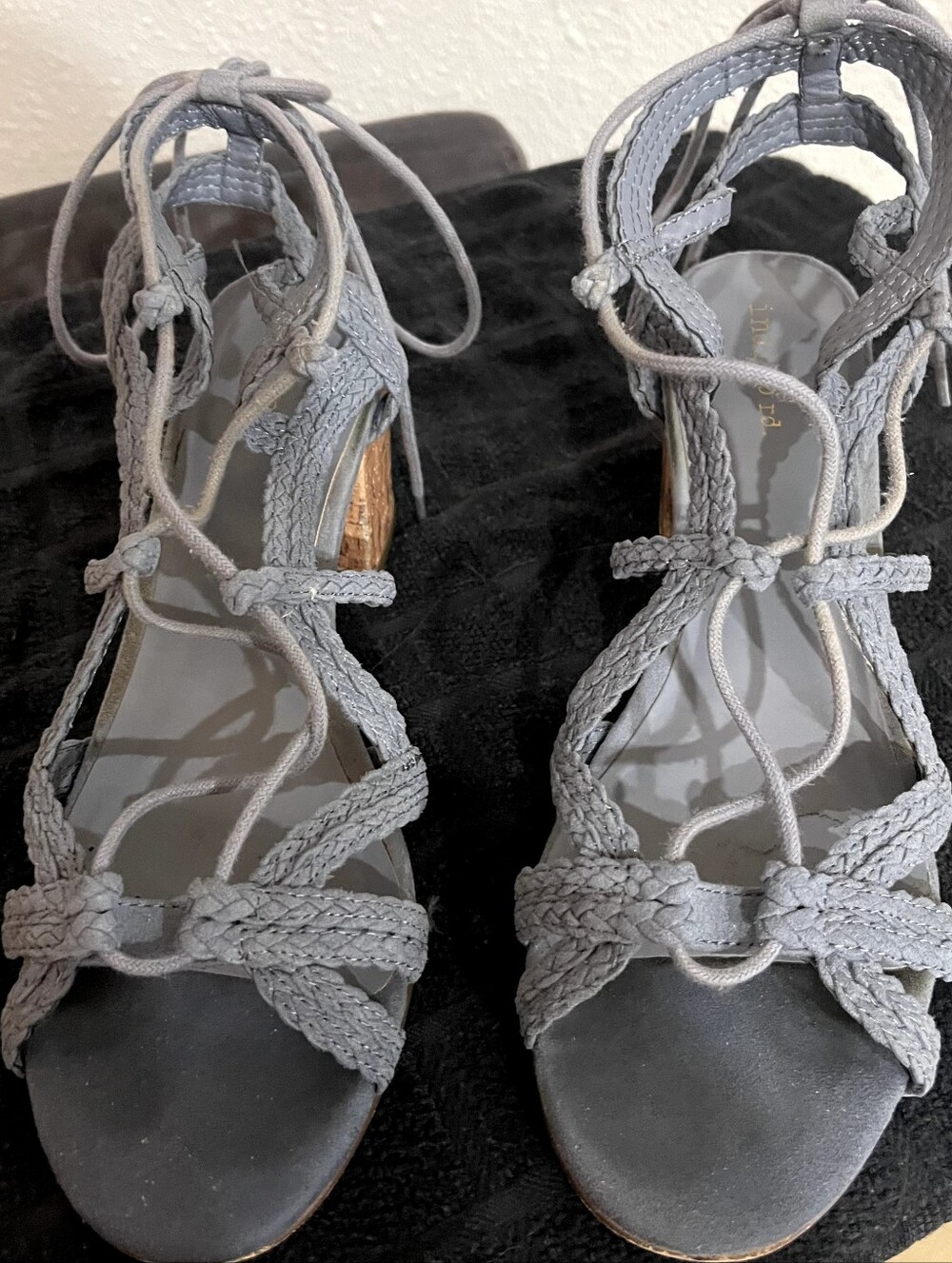 Braided Leather Lace-Up Sandals